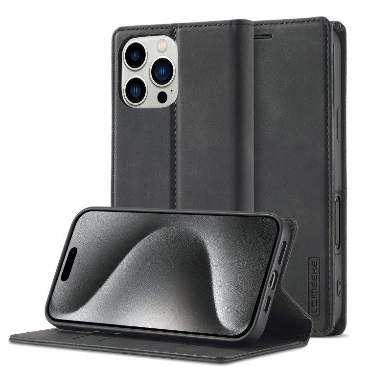 For iPhone 16 Pro Max LC.IMEEKE Strong Magnetism Microfiber Leather Phone Case(Black) - free shipping - PMC Jewellery - Order now!