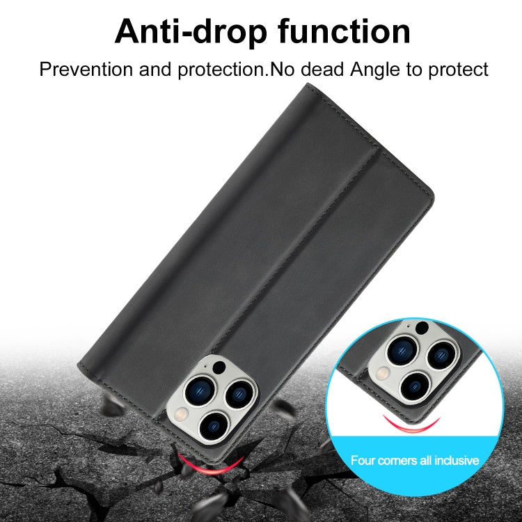For iPhone 16 Pro Max LC.IMEEKE Strong Magnetism Microfiber Leather Phone Case(Black) - free shipping - PMC Jewellery - Order now!