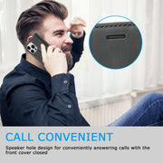For iPhone 16 Pro Max LC.IMEEKE Strong Magnetism Microfiber Leather Phone Case(Black)