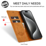 For iPhone 16 Pro Max LC.IMEEKE Strong Magnetism Microfiber Leather Phone Case(Brown)