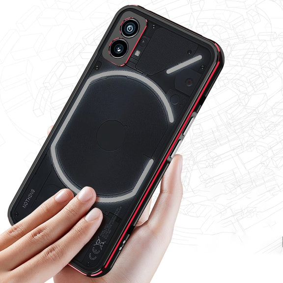 For Nothing Phone 2 Aurora Series Lens Protector + Metal Frame Protective Phone Case(Black Silver)