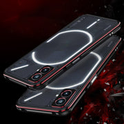 For Nothing Phone 2 Aurora Series Lens Protector + Metal Frame Protective Phone Case(Black Silver)