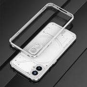 For Nothing Phone 2 Aurora Series Lens Protector + Metal Frame Protective Phone Case(Black Silver)
