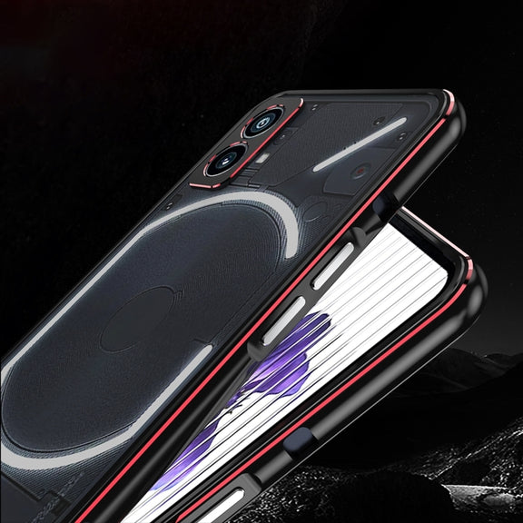 For Nothing Phone 2 Aurora Series Lens Protector + Metal Frame Protective Phone Case(Black Purple)