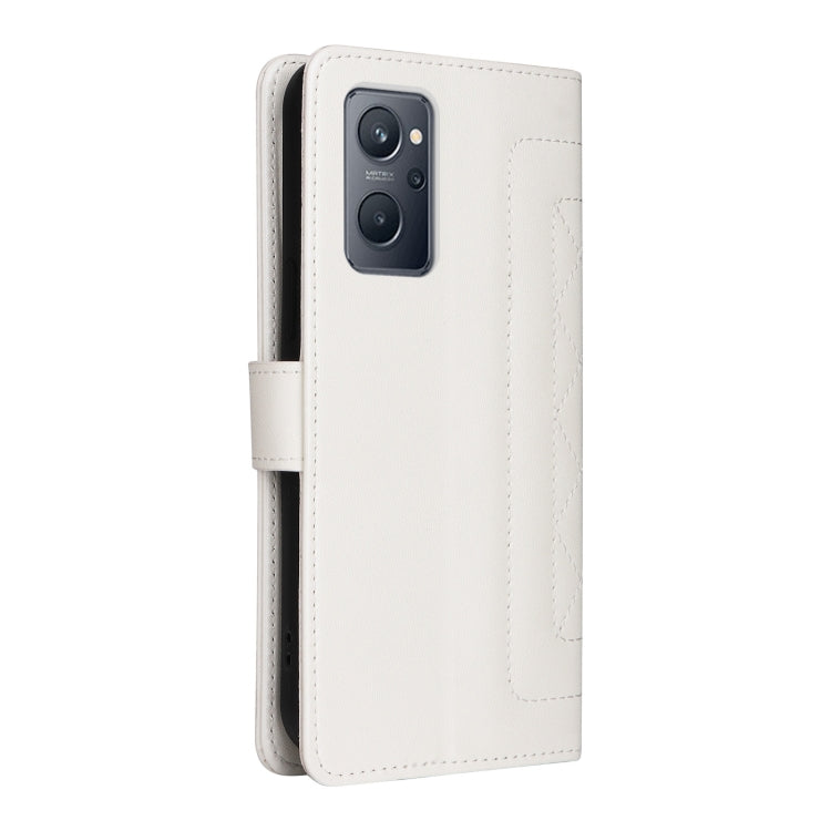 For Realme 9i / OPPO A36 / A96 Diamond Lattice Leather Flip Phone Case(White) - Realme Cases by PMC TechLife | Online Shopping South Africa | PMC TechLife | Buy Now Pay Later Mobicred