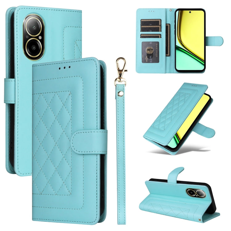 For Realme C67 4G Diamond Lattice Leather Flip Phone Case(Mint Green) - C67 Cases by PMC TechLife | Online Shopping South Africa | PMC TechLife | Buy Now Pay Later Mobicred