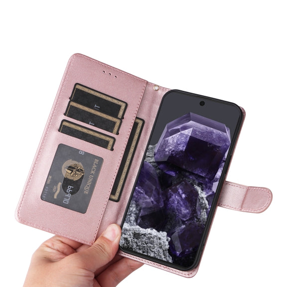 For Google Pixel 9 Diamond Lattice Leather Flip Phone Case(Rose Gold)