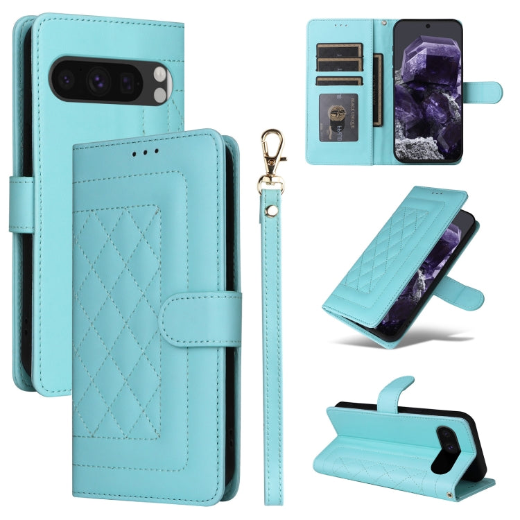 For Google Pixel 9 Pro Diamond Lattice Leather Flip Phone Case(Mint Green) - Google Cases by PMC TechLife | Online Shopping South Africa | PMC TechLife | Buy Now Pay Later Mobicred