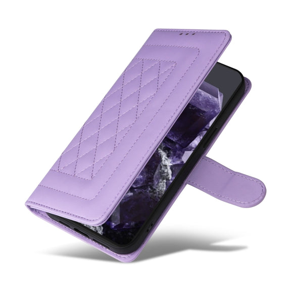 For Google Pixel 9 Pro Diamond Lattice Leather Flip Phone Case(Light Purple)