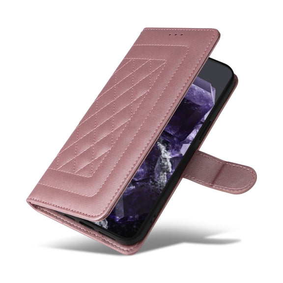 For Google Pixel 9 Pro Diamond Lattice Leather Flip Phone Case(Rose Gold)