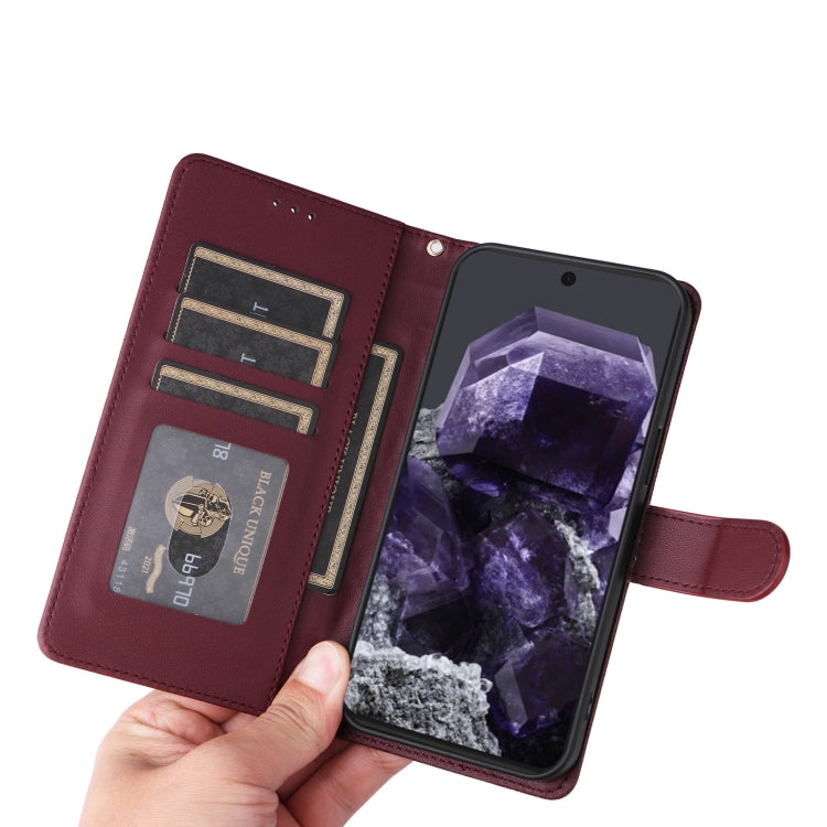 For Google Pixel 9 Pro Diamond Lattice Leather Flip Phone Case(Wine Red)