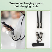 Type-C to Type-C Braid Data Cable Phone Anti-lost Crossbody Lanyard, Length: 1.2m(Khaki)
