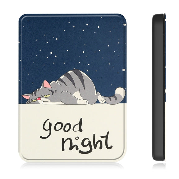 For KOBO Clara Colour 2024 / BW Painted Voltage Caster TPU Leather Smart Tablet Case(Lazy Cat)