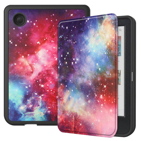 For KOBO Clara Colour 2024 / BW Painted Voltage Caster TPU Leather Smart Tablet Case(Milky Way)