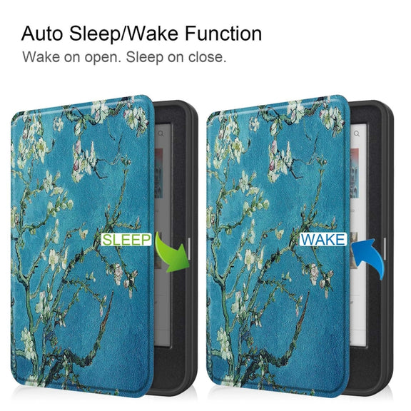 For KOBO Clara Colour 2024 / BW Painted Voltage Caster TPU Leather Smart Tablet Case(Apricot Blossom)
