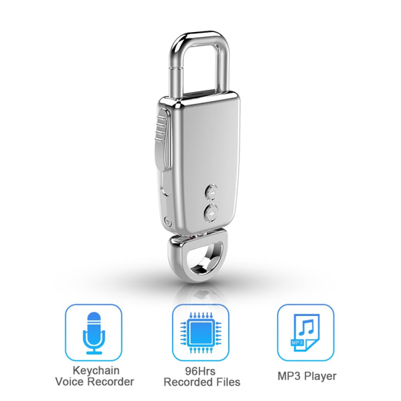 JNN S20 Zinc Alloy Keychain Voice Recorder, Memory:16GB(Silver)