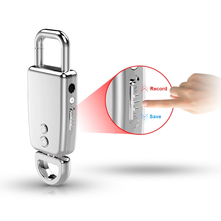 JNN S20 Zinc Alloy Keychain Voice Recorder, Memory:32GB(Silver)