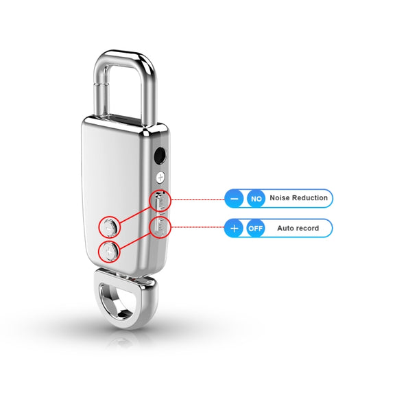 JNN S20 Zinc Alloy Keychain Voice Recorder, Memory:8GB(Black)