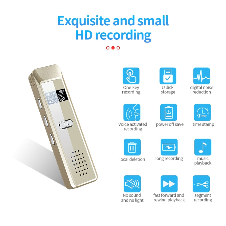 JNN Q7 Mini Portable Voice Recorder with OLED Screen, Memory:8GB(Gold) - free shipping - PMC TechLife - Order now!
