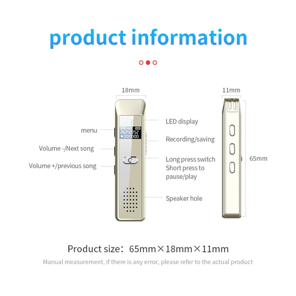 JNN Q7 Mini Portable Voice Recorder with OLED Screen, Memory:8GB(Gold)