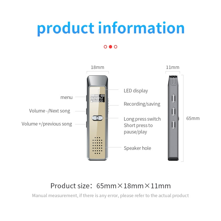 JNN Q7 Mini Portable Voice Recorder with OLED Screen, Memory:8GB(Grey+Gold) - Recording Pen by JNN | Online Shopping South Africa | PMC TechLife | Buy Now Pay Later Mobicred