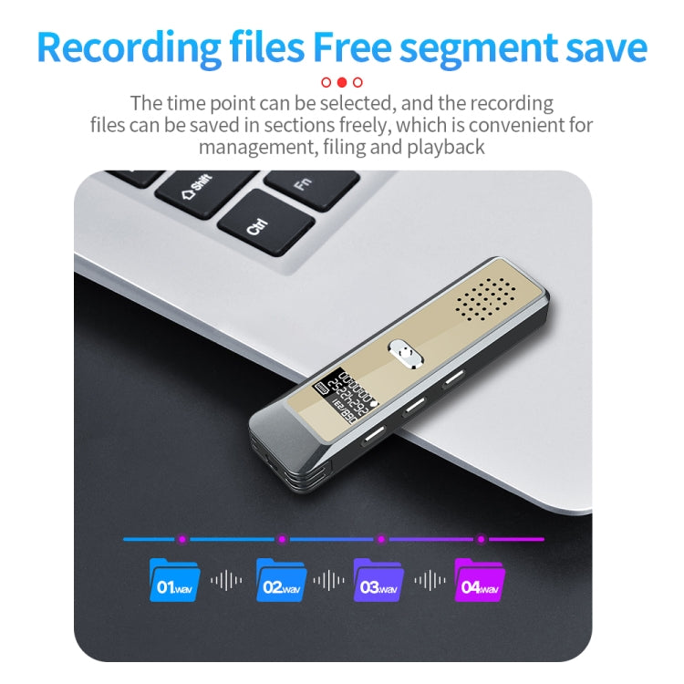 JNN Q7 Mini Portable Voice Recorder with OLED Screen, Memory:8GB(Grey+Gold)