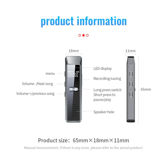 JNN Q7 Mini Portable Voice Recorder with OLED Screen, Memory:16GB(Metal Gray)