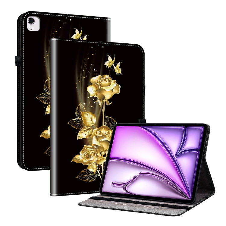 For iPad Air 13 2025 / 2024 Crystal Texture Painted Leather Smart Tablet Case(Gold Butterfly Rose) - iPad Air 13 2025 / 2024 Cases by PMC TechLife | Online Shopping South Africa | PMC TechLife | Buy Now Pay Later Mobicred