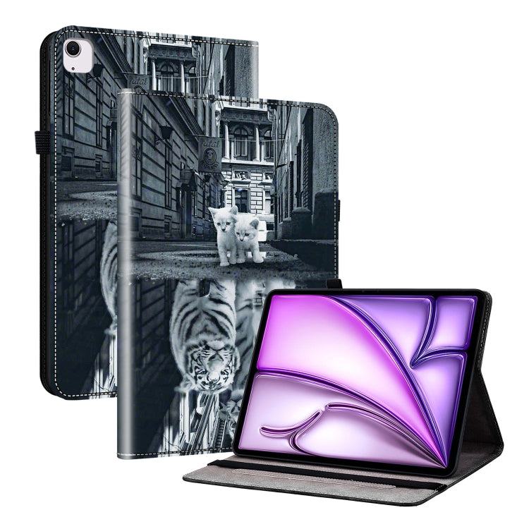 For iPad Air 13 2024 Crystal Texture Painted Leather Smart Tablet Case(Cat Reflection Tiger) - iPad Air 13 2024 Cases by PMC TechLife | Online Shopping South Africa | PMC TechLife | Buy Now Pay Later Mobicred