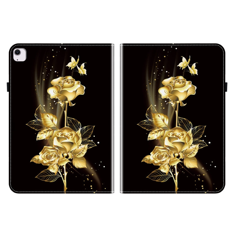 For iPad Air 11 2024 Crystal Texture Painted Leather Smart Tablet Case(Gold Butterfly Rose) - iPad Air 11 2024 Cases by PMC TechLife | Online Shopping South Africa | PMC TechLife | Buy Now Pay Later Mobicred