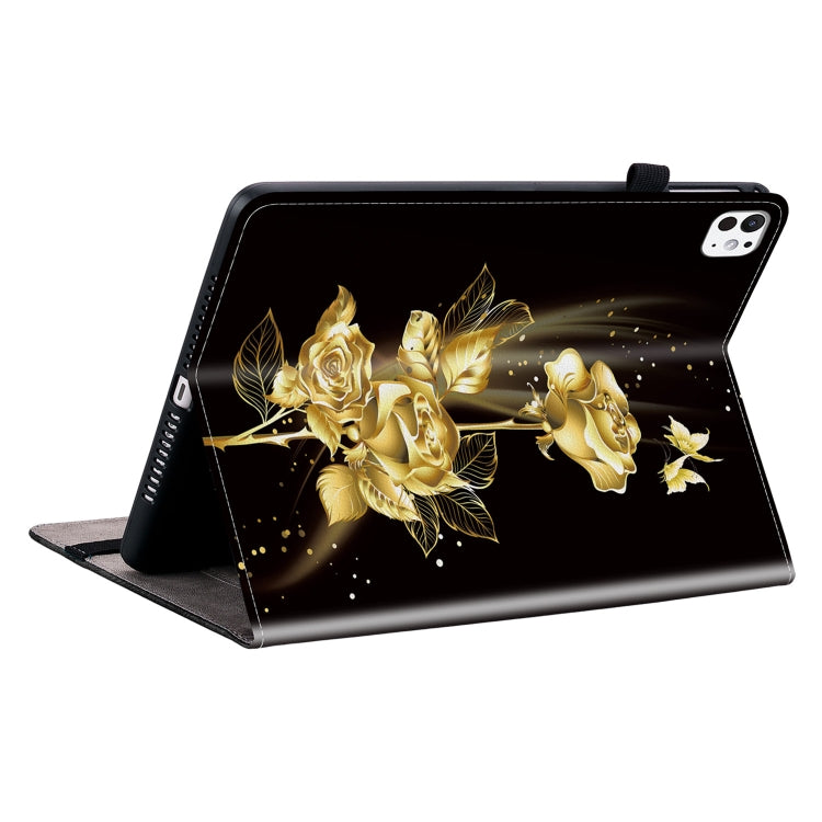 For iPad Pro 11 2024 Crystal Texture Painted Leather Smart Tablet Case(Gold Butterfly Rose) - iPad Pro 11 2024 Cases by PMC TechLife | Online Shopping South Africa | PMC TechLife | Buy Now Pay Later Mobicred