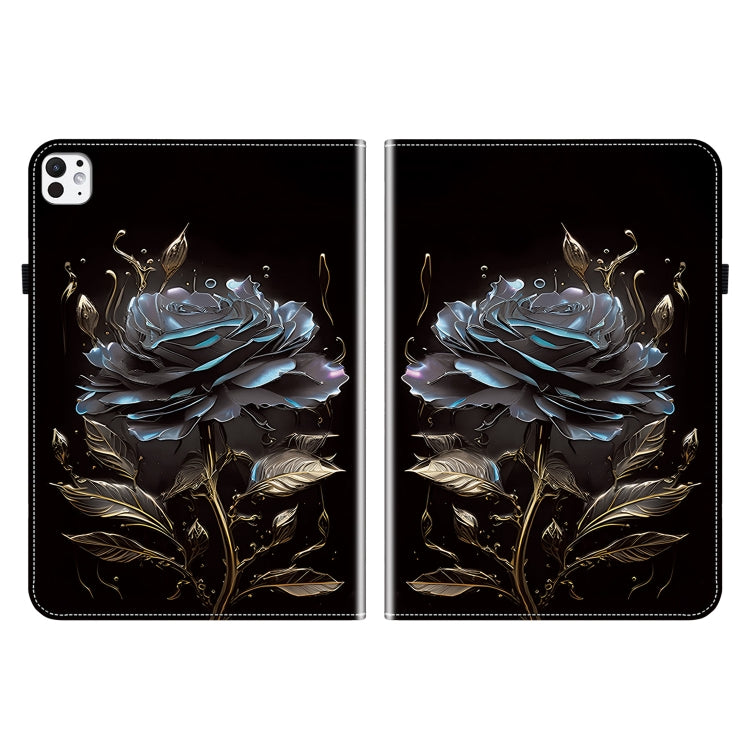 For iPad Pro 11 2024 Crystal Texture Painted Leather Smart Tablet Case(Black Rose) - iPad Pro 11 2024 Cases by PMC TechLife | Online Shopping South Africa | PMC TechLife | Buy Now Pay Later Mobicred