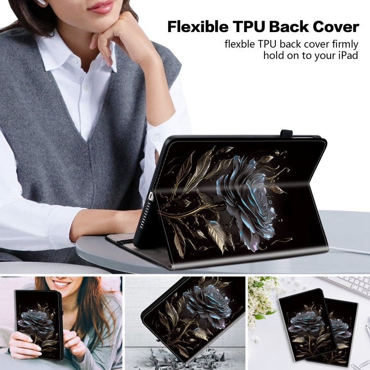 For iPad Pro 11 2024 Crystal Texture Painted Leather Smart Tablet Case(Black Rose) - iPad Pro 11 2024 Cases by PMC TechLife | Online Shopping South Africa | PMC TechLife | Buy Now Pay Later Mobicred