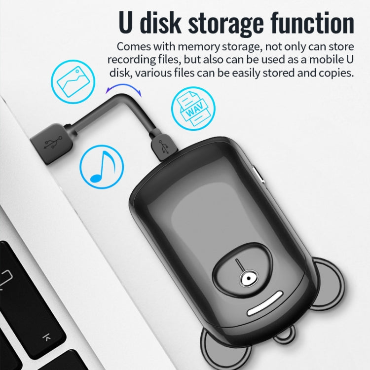 JNN Q6 Bear Smart Noise Cancelling Voice Recorder, Memory:16GB(Black) - Recording Pen by JNN | Online Shopping South Africa | PMC TechLife | Buy Now Pay Later Mobicred