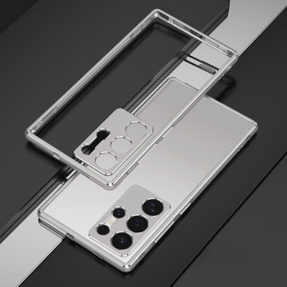 For Samsung Galaxy S24 Ultra 5G Aurora Series Lens Protector + Metal Frame Phone Case(Silver)
