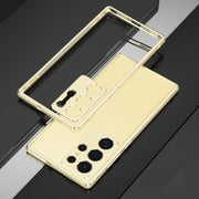 For Samsung Galaxy S24 Ultra 5G Aurora Series Lens Protector + Metal Frame Phone Case(Gold Silver)