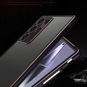 For Samsung Galaxy S24 Ultra 5G Aurora Series Lens Protector + Metal Frame Phone Case(Black Blue)