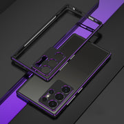 For Samsung Galaxy S24 Ultra 5G Aurora Series Lens Protector + Metal Frame Phone Case(Black Purple)