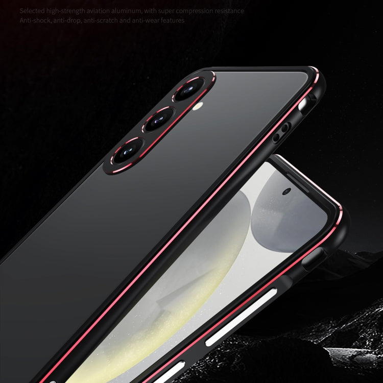 For Samsung Galaxy S24 5G Aurora Series Lens Protector + Metal Frame Phone Case(Black Blue) - free shipping - PMC Jewellery - Order now!