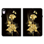 For Honor Pad X8 Pro / X9 2023 Crystal Texture Painted Leather Tablet Case(Gold Butterfly Rose)