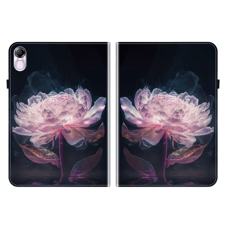 For Honor Pad X8 Pro / X9 2023 Crystal Texture Painted Leather Tablet Case(Purple Peony) - Honor by PMC TechLife | Online Shopping South Africa | PMC TechLife | Buy Now Pay Later Mobicred