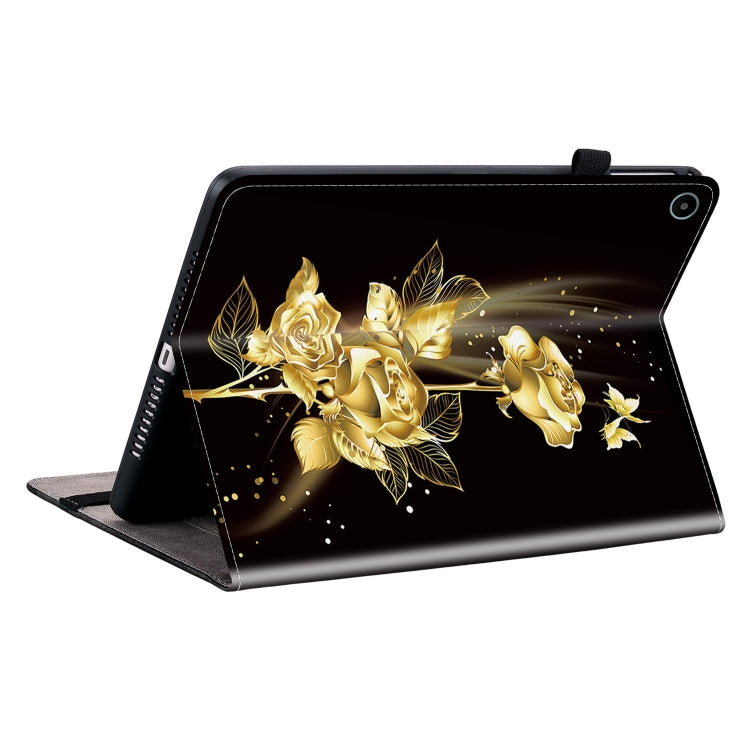 For Huawei MatePad SE 10.4 Crystal Texture Painted Leather Smart Tablet Case(Gold Butterfly Rose)