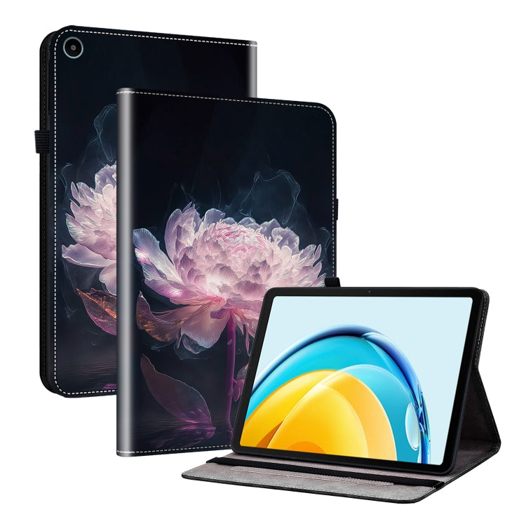 For Huawei MatePad SE 10.4 Crystal Texture Painted Leather Smart Tablet Case(Purple Peony) - Huawei by PMC TechLife | Online Shopping South Africa | PMC TechLife | Buy Now Pay Later Mobicred
