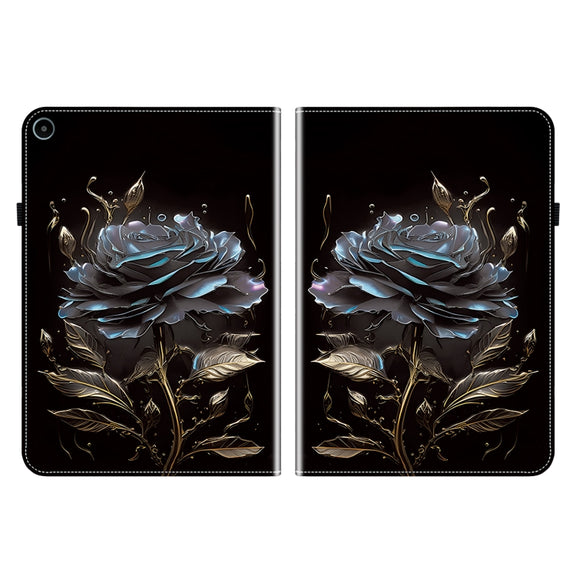 For Huawei MatePad SE 10.4 Crystal Texture Painted Leather Smart Tablet Case(Black Rose)
