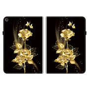 For Huawei MatePad T 10s / Enjoy Tablet 2 Crystal Texture Painted Leather Smart Tablet Case(Gold Butterfly Rose)