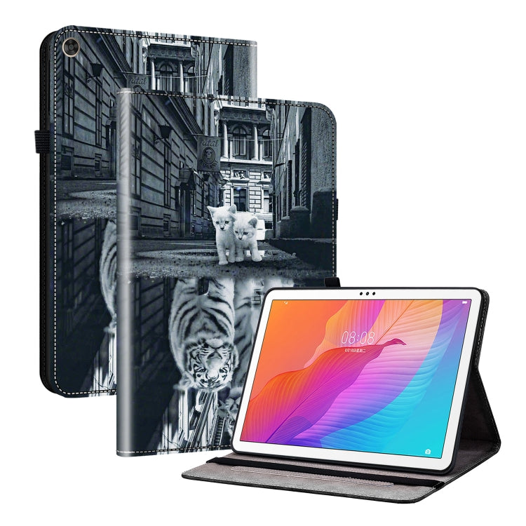 For Huawei MatePad T 10s / Enjoy Tablet 2 Crystal Texture Painted Leather Smart Tablet Case(Cat Reflection Tiger) - Huawei by PMC TechLife | Online Shopping South Africa | PMC TechLife | Buy Now Pay Later Mobicred