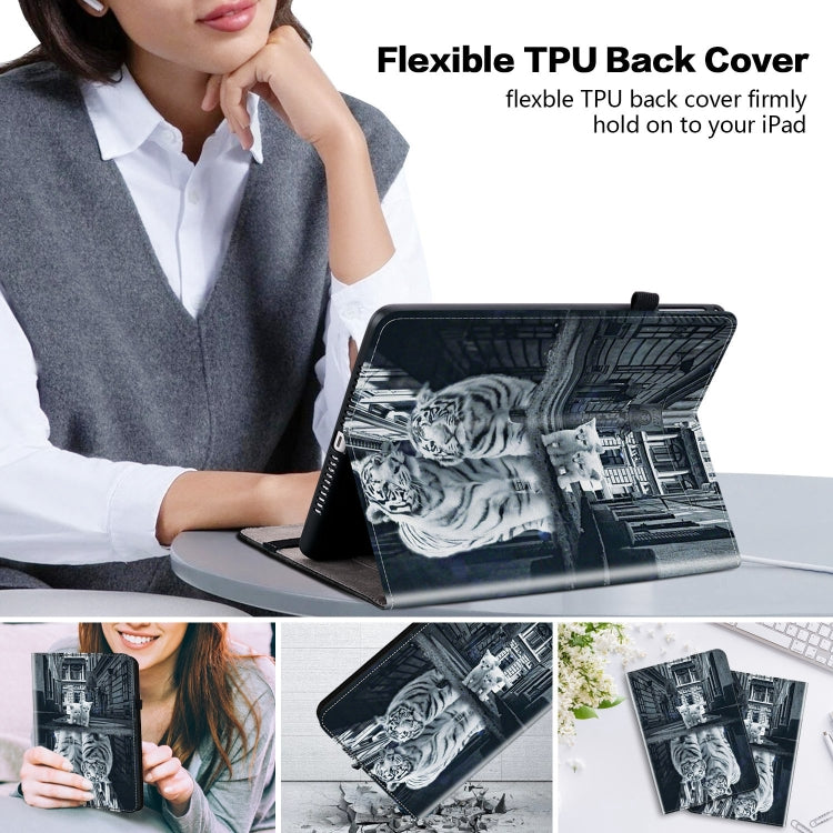 For Huawei MatePad T 10s / Enjoy Tablet 2 Crystal Texture Painted Leather Smart Tablet Case(Cat Reflection Tiger) - Huawei by PMC TechLife | Online Shopping South Africa | PMC TechLife | Buy Now Pay Later Mobicred