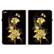 For Huawei MediaPad M5 Lite 10 / C5 10.1 Crystal Texture Painted Leather Smart Tablet Case(Gold Butterfly Rose)