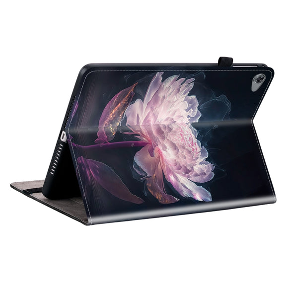 For Huawei MediaPad M5 Lite 10 / C5 10.1 Crystal Texture Painted Leather Smart Tablet Case(Purple Peony)