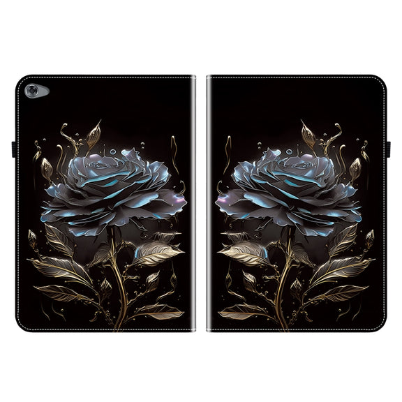 For Huawei MediaPad M5 Lite 10 / C5 10.1 Crystal Texture Painted Leather Smart Tablet Case(Black Rose)